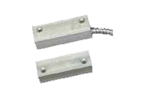 Contacto magnético para puertas de hierro o acero cromado con cable de acero exible a prueba de corte protegido para montaje  en supercie. Carcasa de aluminio anodizado